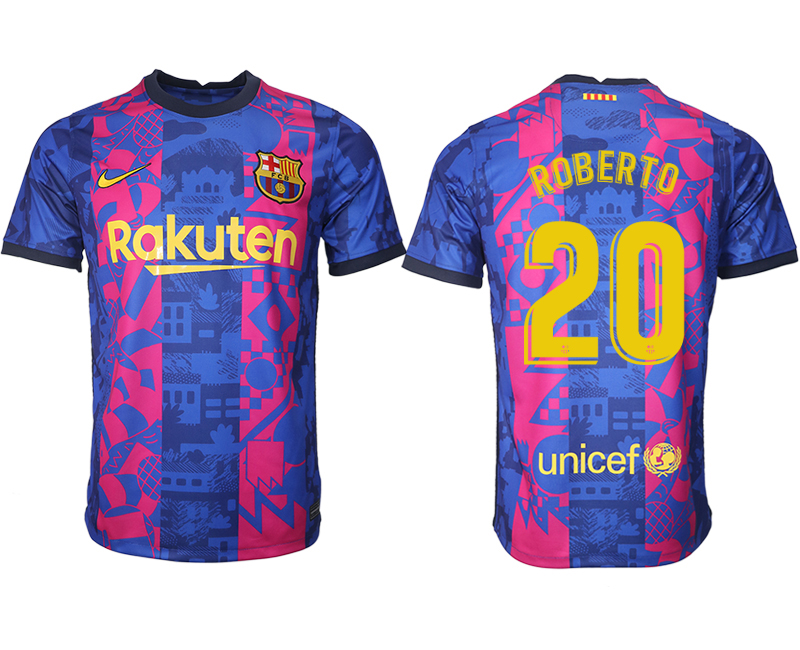 Cheap Men 2021-2022 Club Barcelona blue training suit aaa version 20 Soccer Jersey